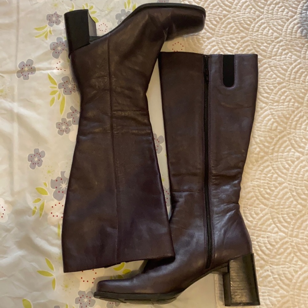 Purple leather boots
